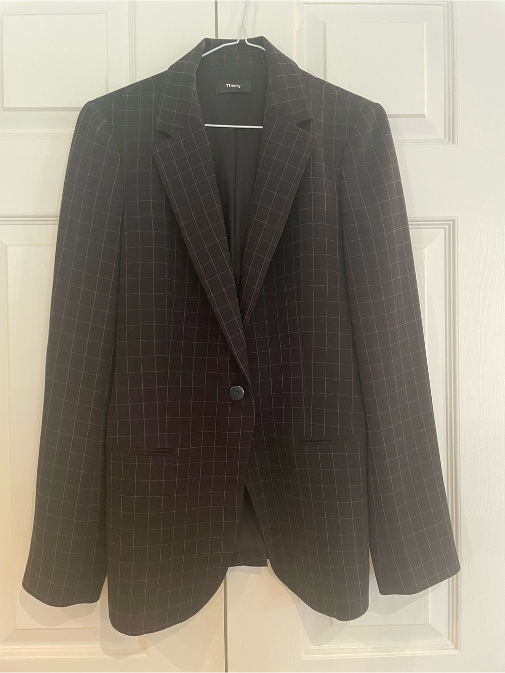 Theory Black Windowpane Blazer